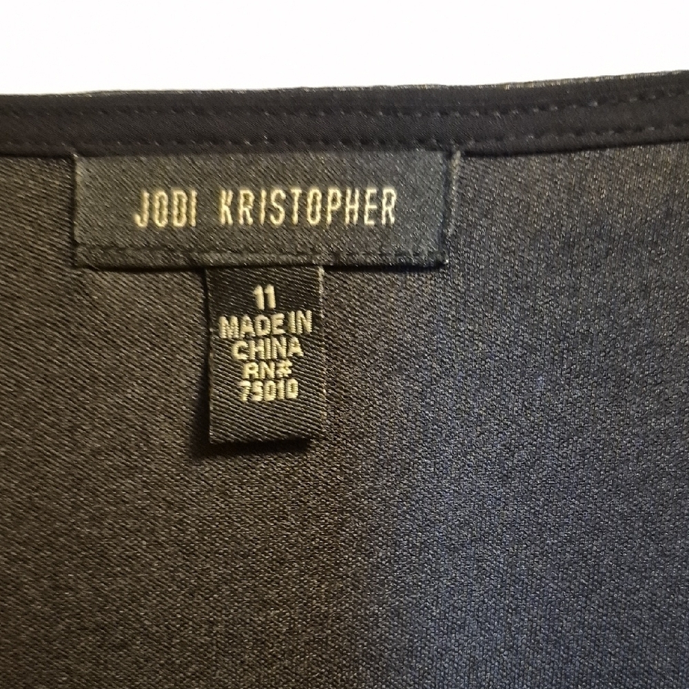 Jodi Kristopher Black and Gray V-Neck Sheath Dress - Picture 2 of 8
